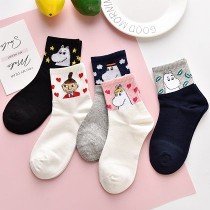 Ladies Animal Hippo Cotton Socks, 5pairs