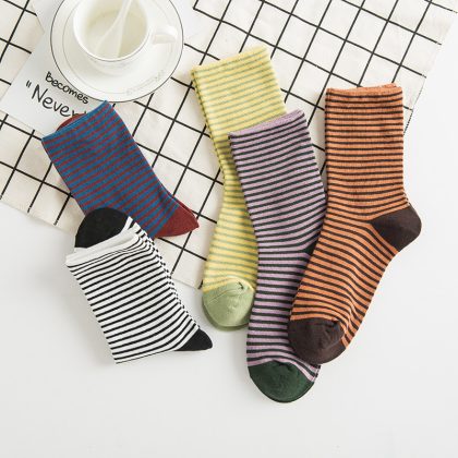 Striped Pile Socks Japanese Socks, 5pairs